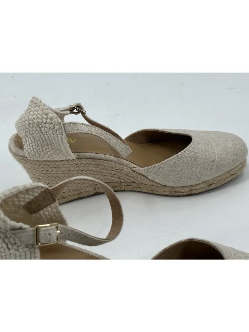 J. CREW Women's Espadrilles Wedge Shoes Factory Tan Canvas Ankle Strap 10M